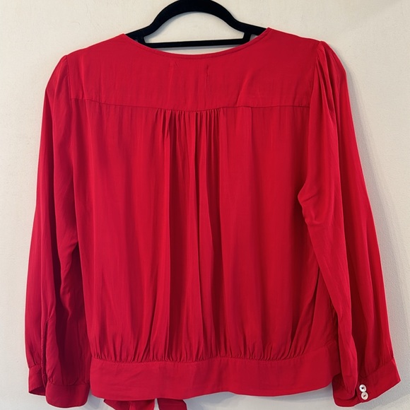 Velvet by Graham & Spencer Small Red button and tie V-neck blouse - Picture 8 of 10